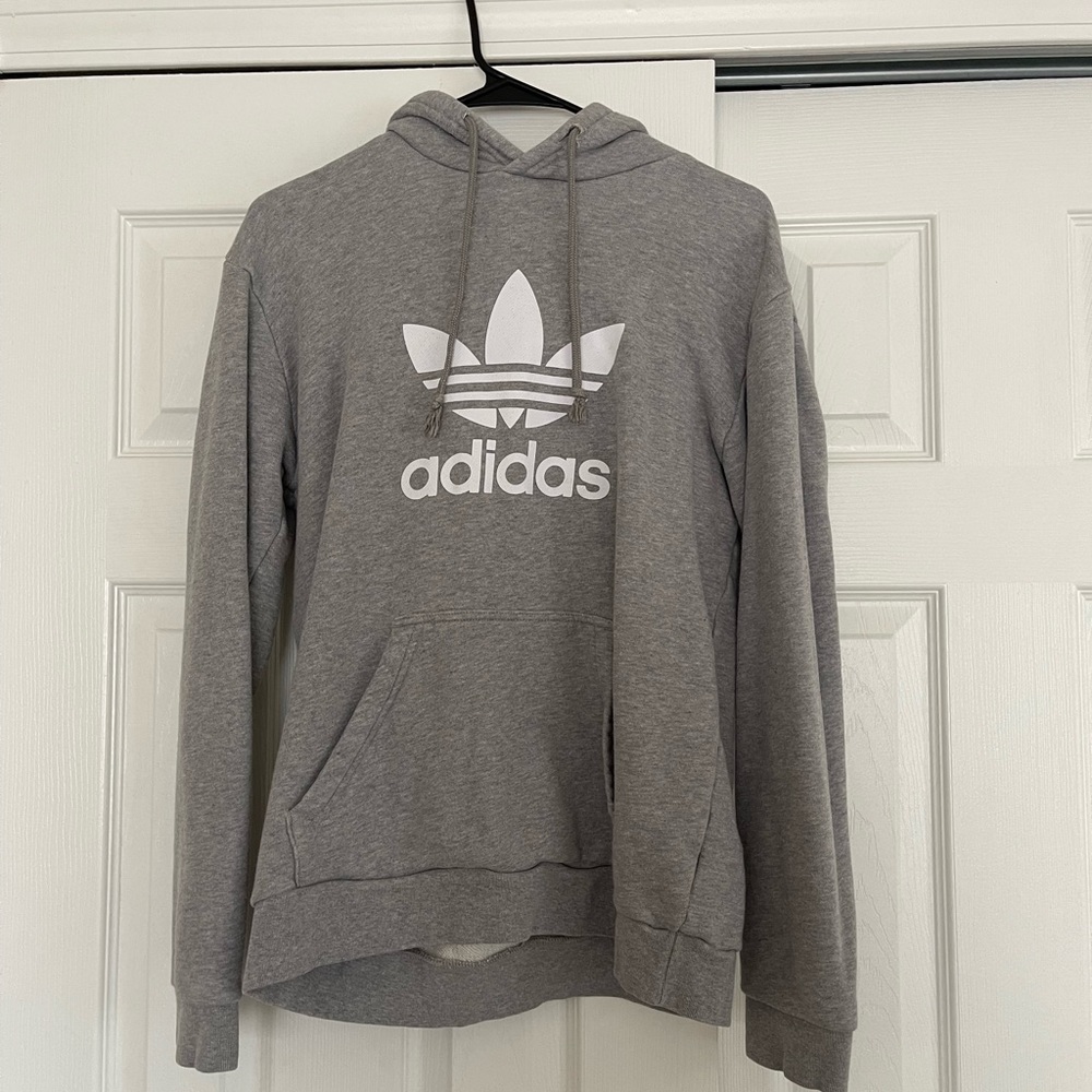 gray adidas logo hoodie